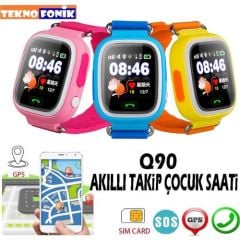 Teknofonik Akıllı Saat Saati GPS Takip Q90/2019 Sim Kartlı - Pembe